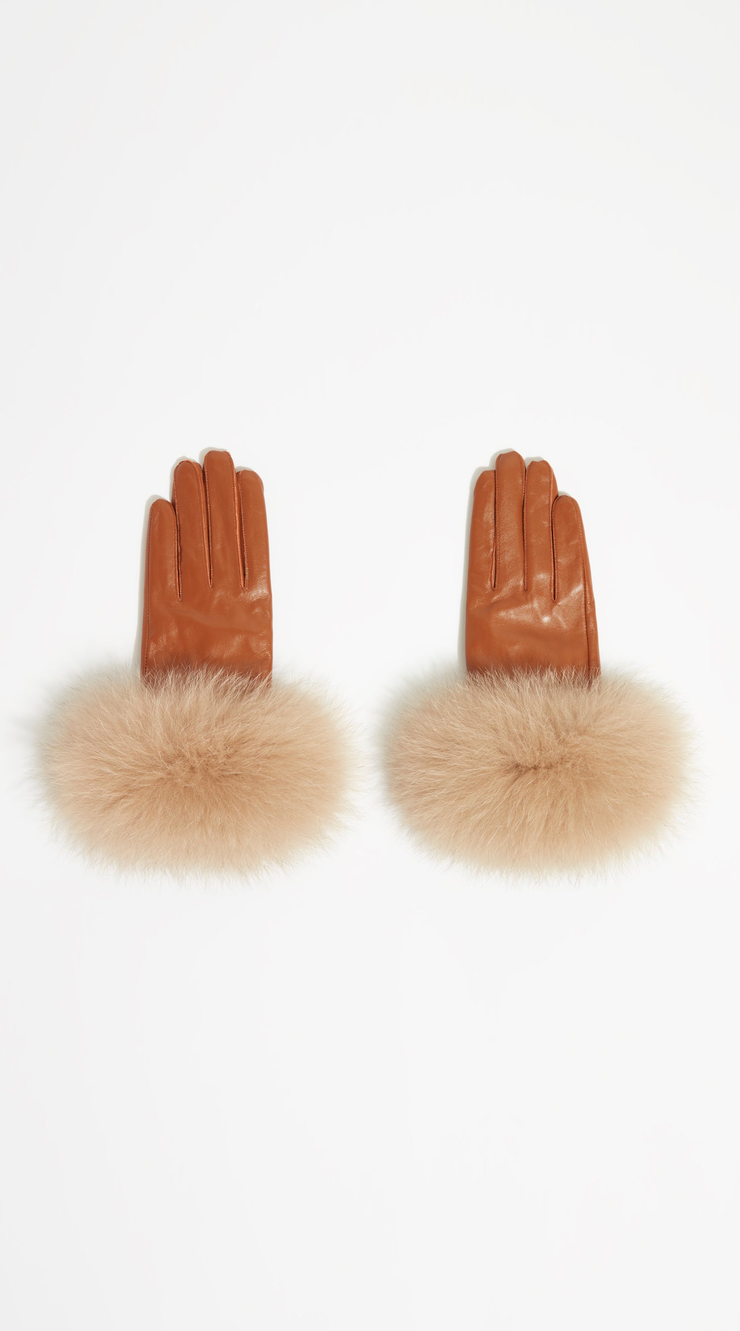 Luxy Leather & Fur Gloves - Tan