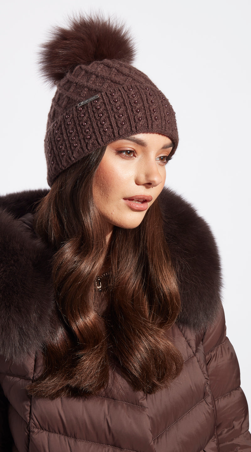 Harlow Pom Pom Hat - Brown