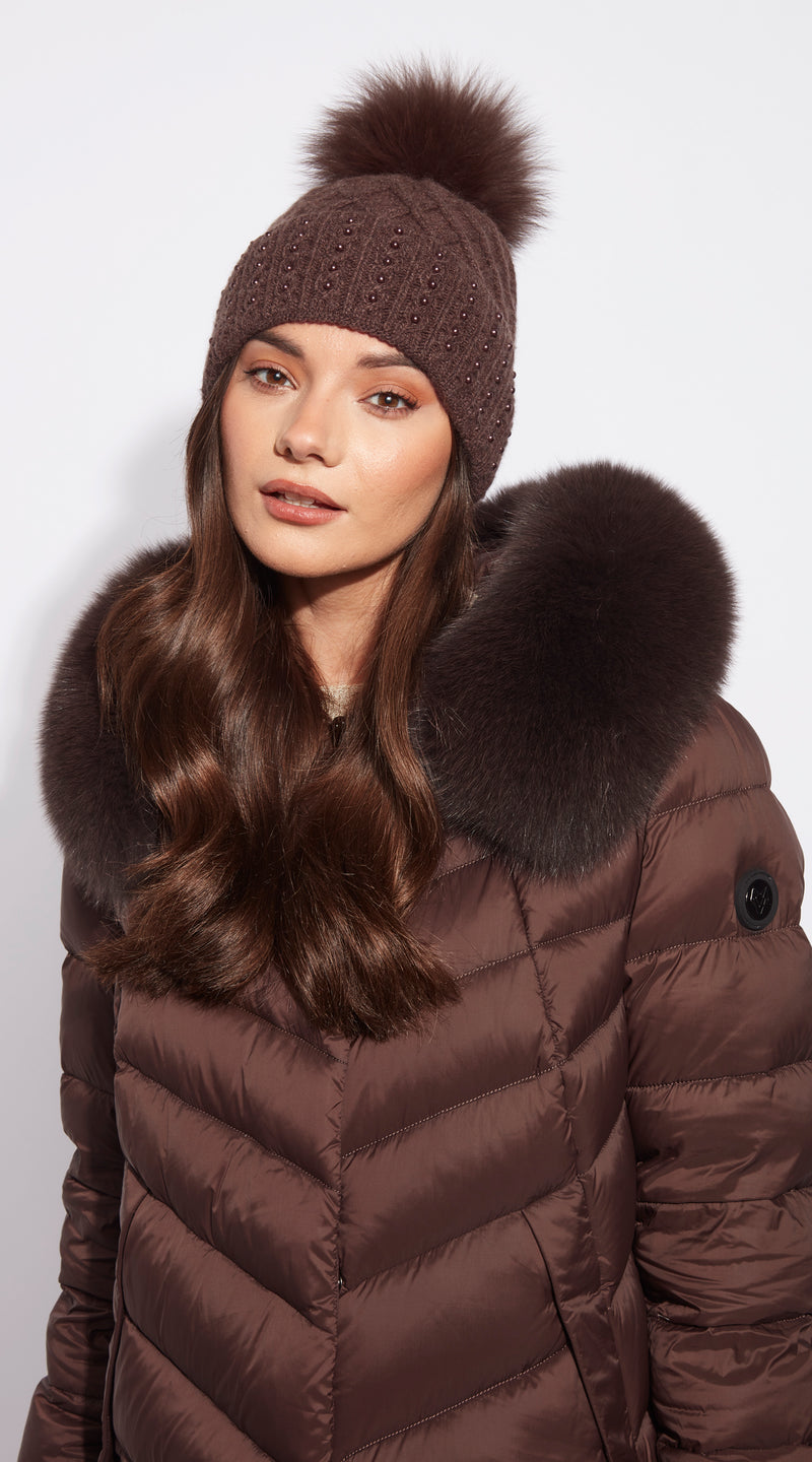 Harlow Pom Pom Hat - Brown