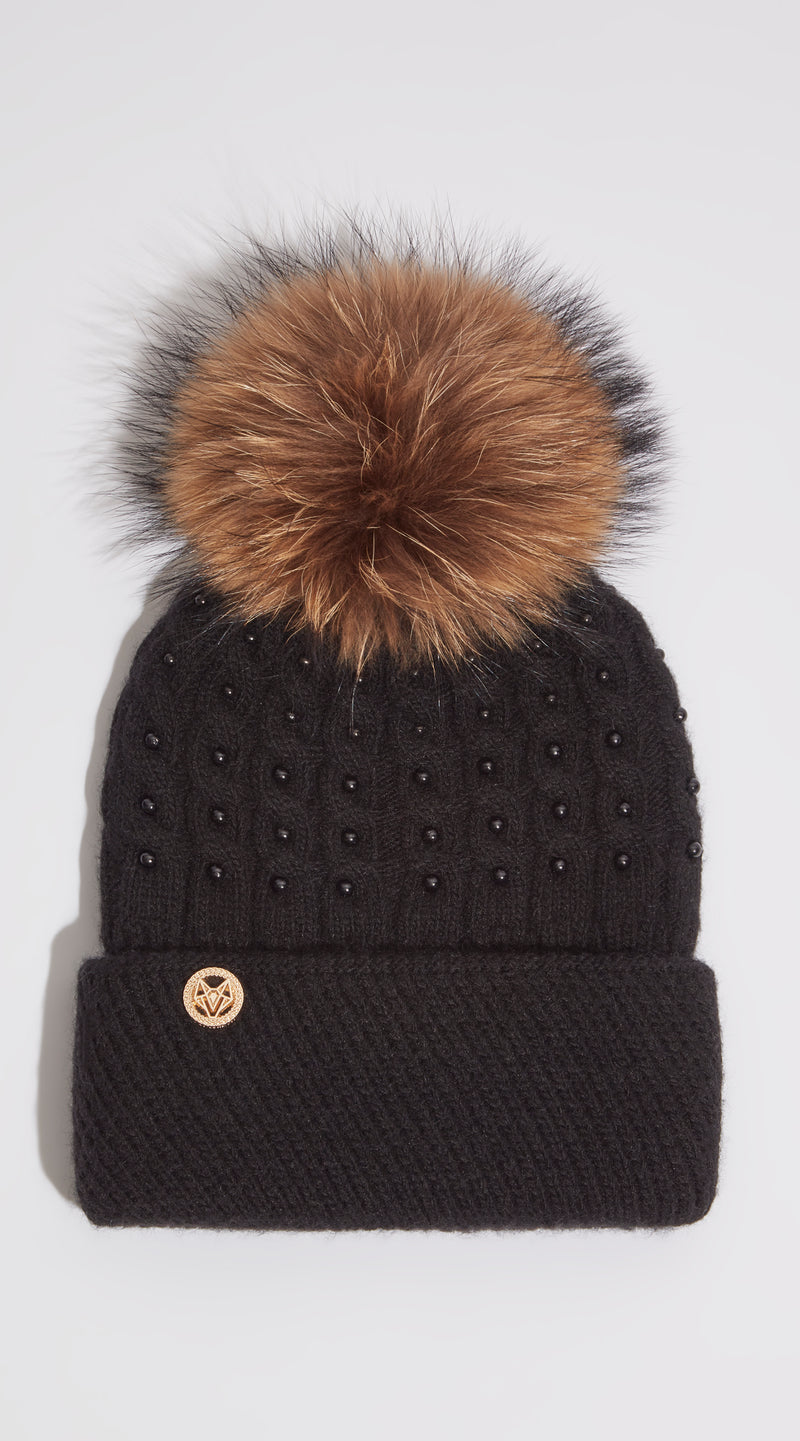 Cressida Pom Pom Hat - Black