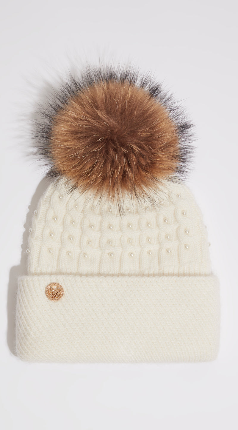 Cressida Pom Pom Hat - Ecru