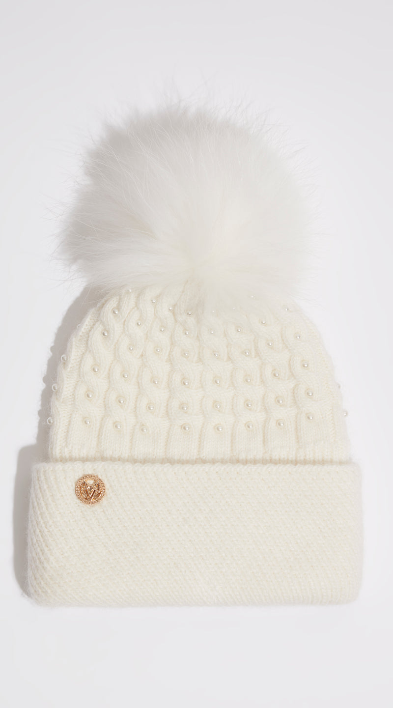 Cressida Pom Pom Hat - Ecru