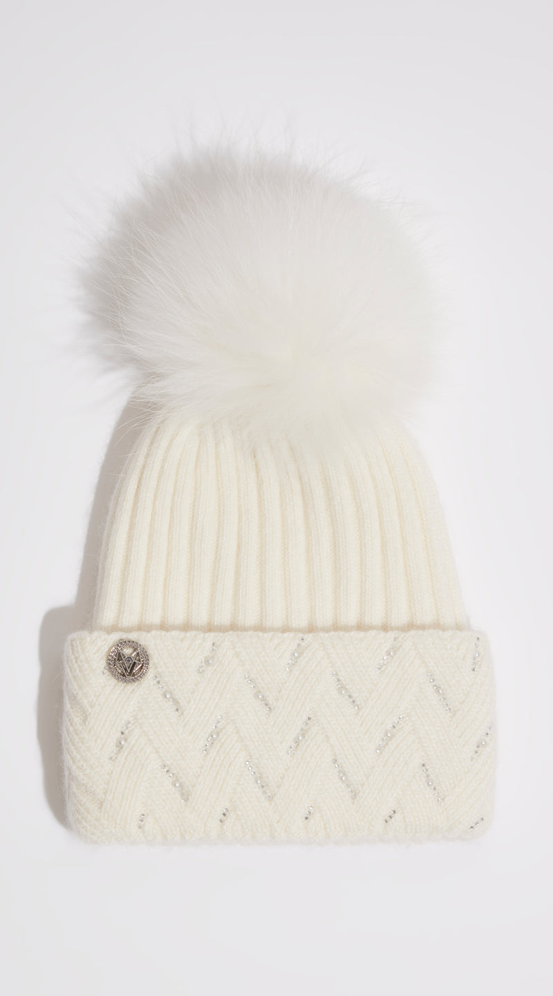 Lexa Pom Pom Hat - Ecru