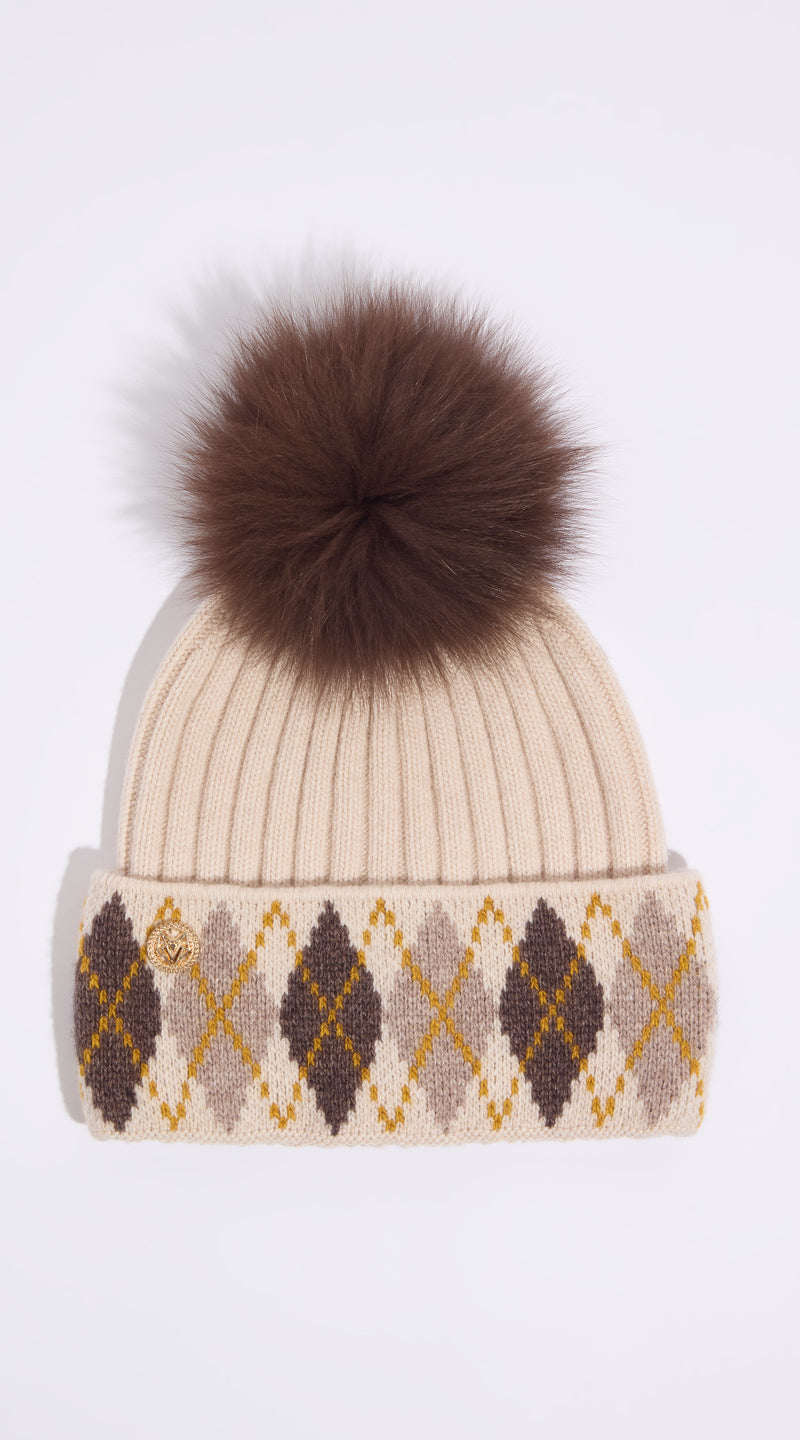 Hailey Pom Pom Hat - Beige