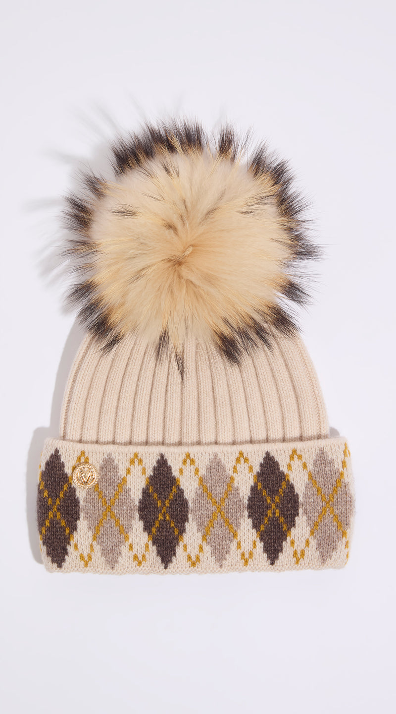 Hailey Pom Pom Hat - Beige
