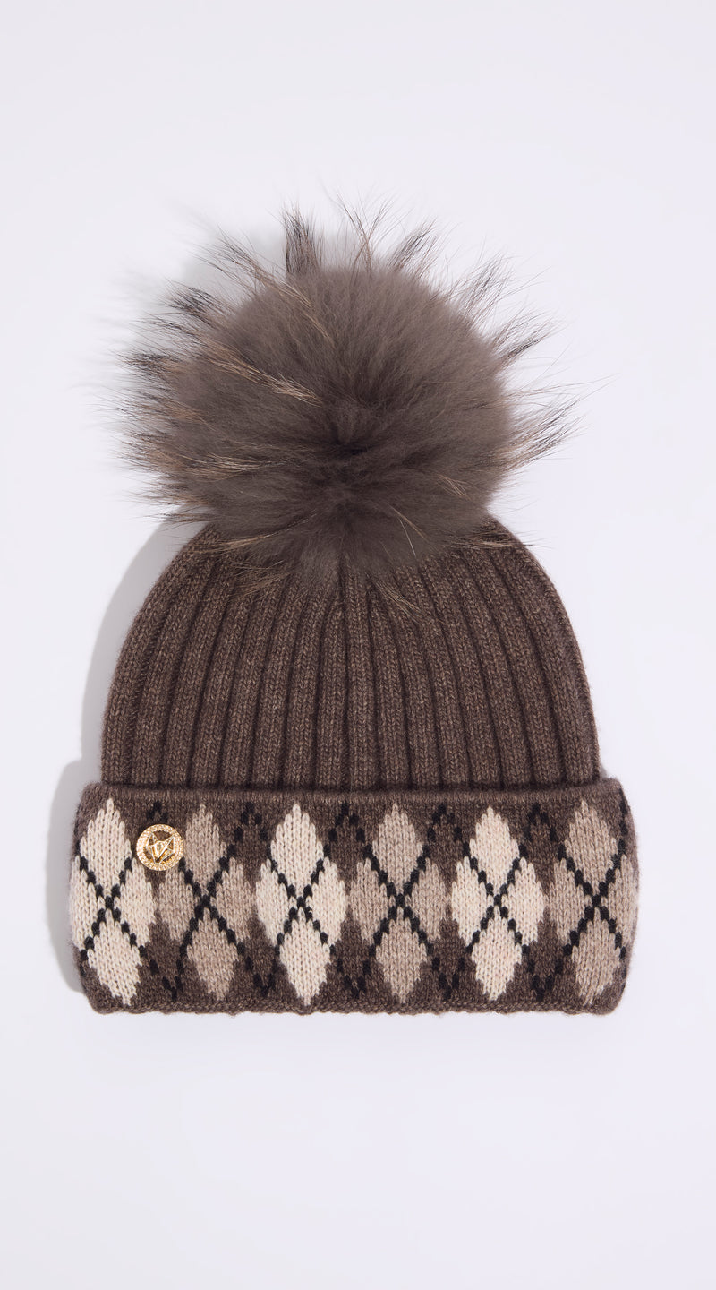 Hailey Pom Pom Hat - Brown