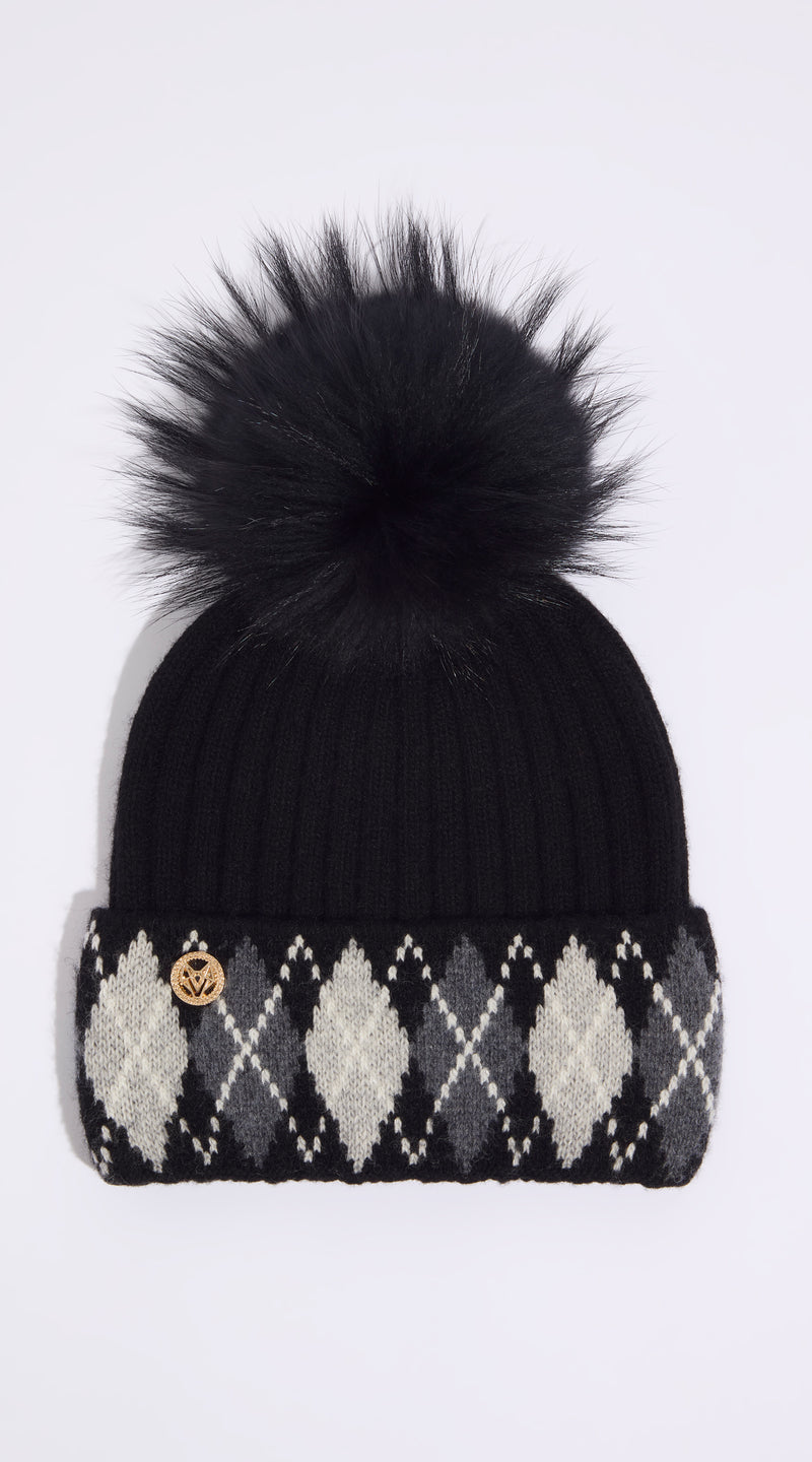 Hailey Pom Pom Hat - Black