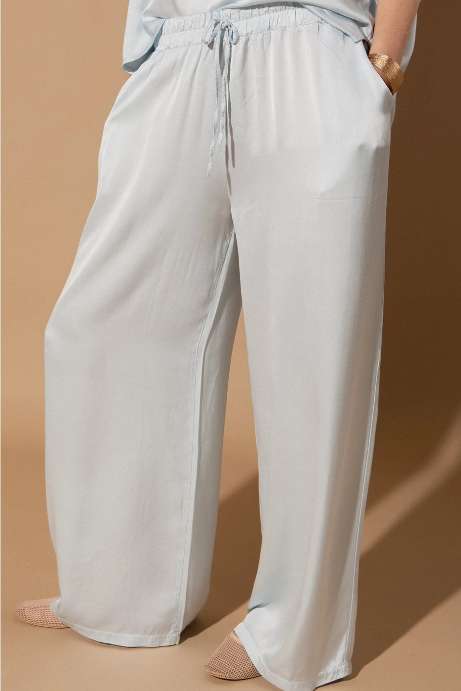 Marlena Silk Trousers - Ice Blue