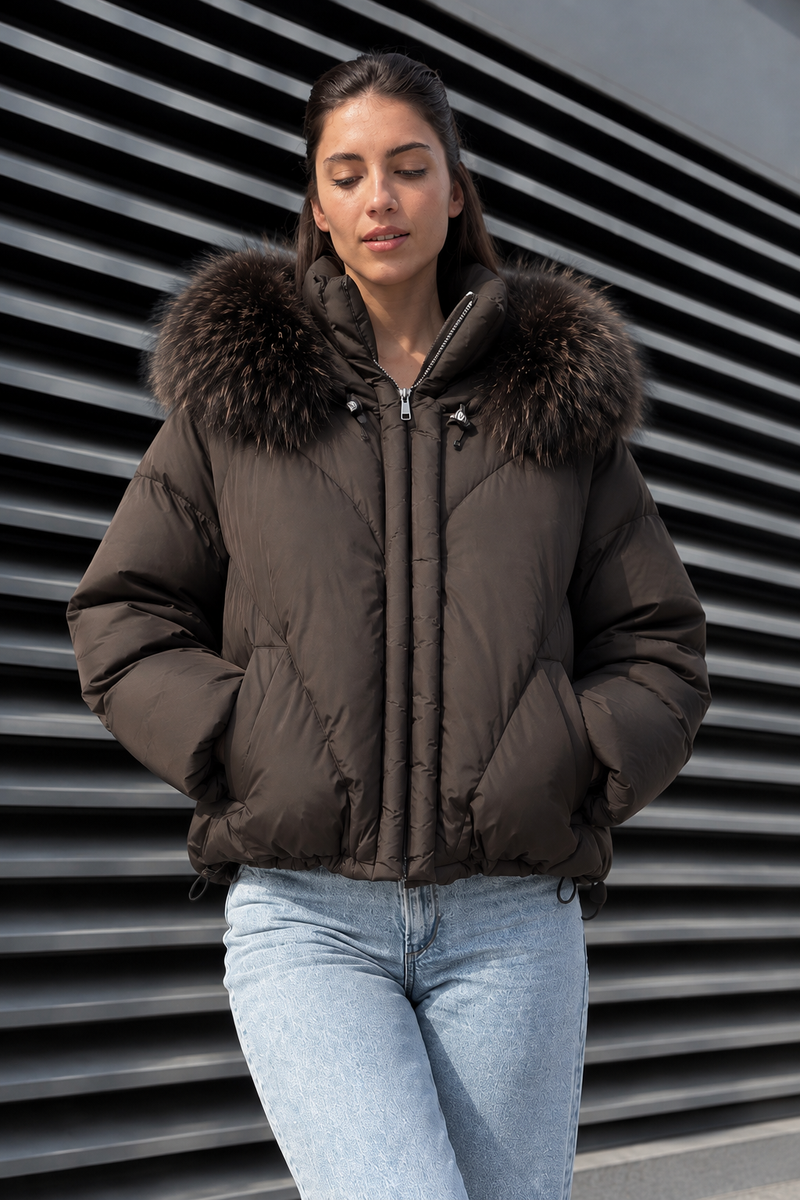 Luxy Oversized Fur Trimmed Down Jacket
