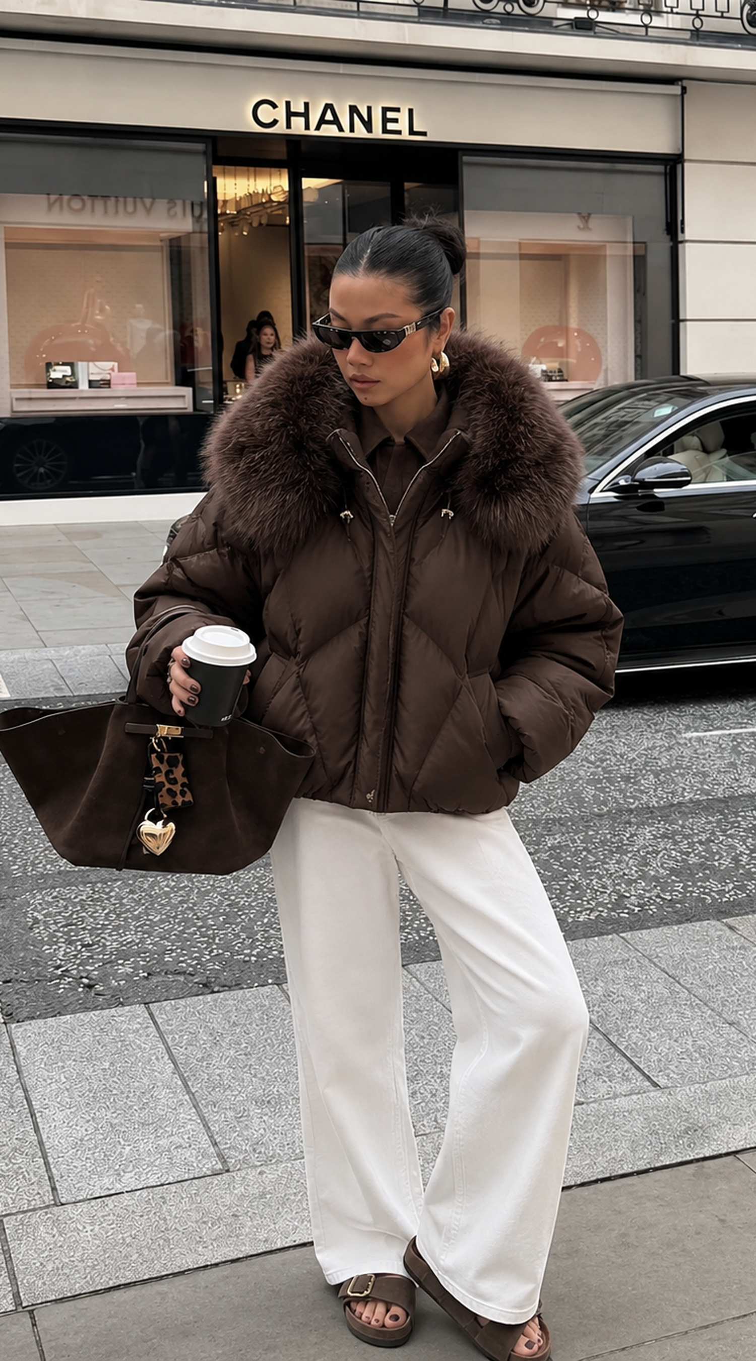 Luxy Oversized Fur Trimmed Down Jacket