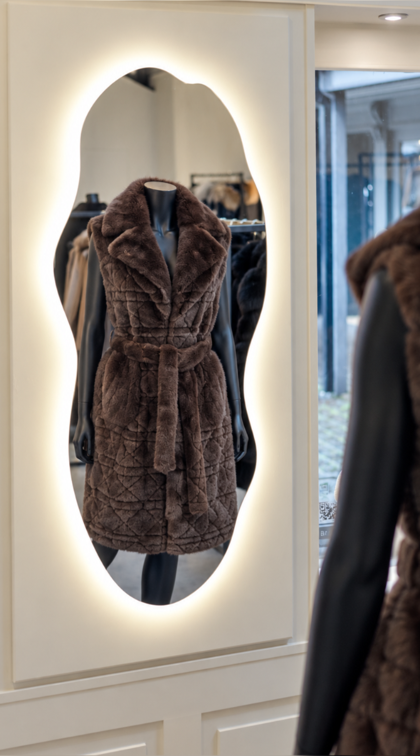 Luxy Faux Fur Midi Belted Gilet - Brown
