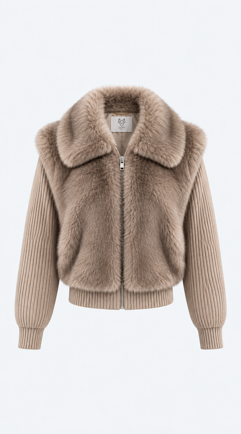 Luxy Faux Fur Jacket - Taupe