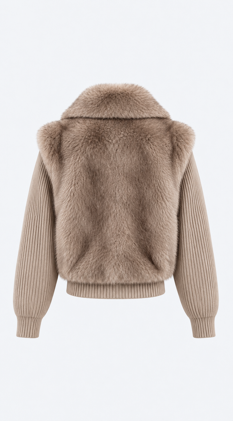 Luxy Faux Fur Jacket - Taupe