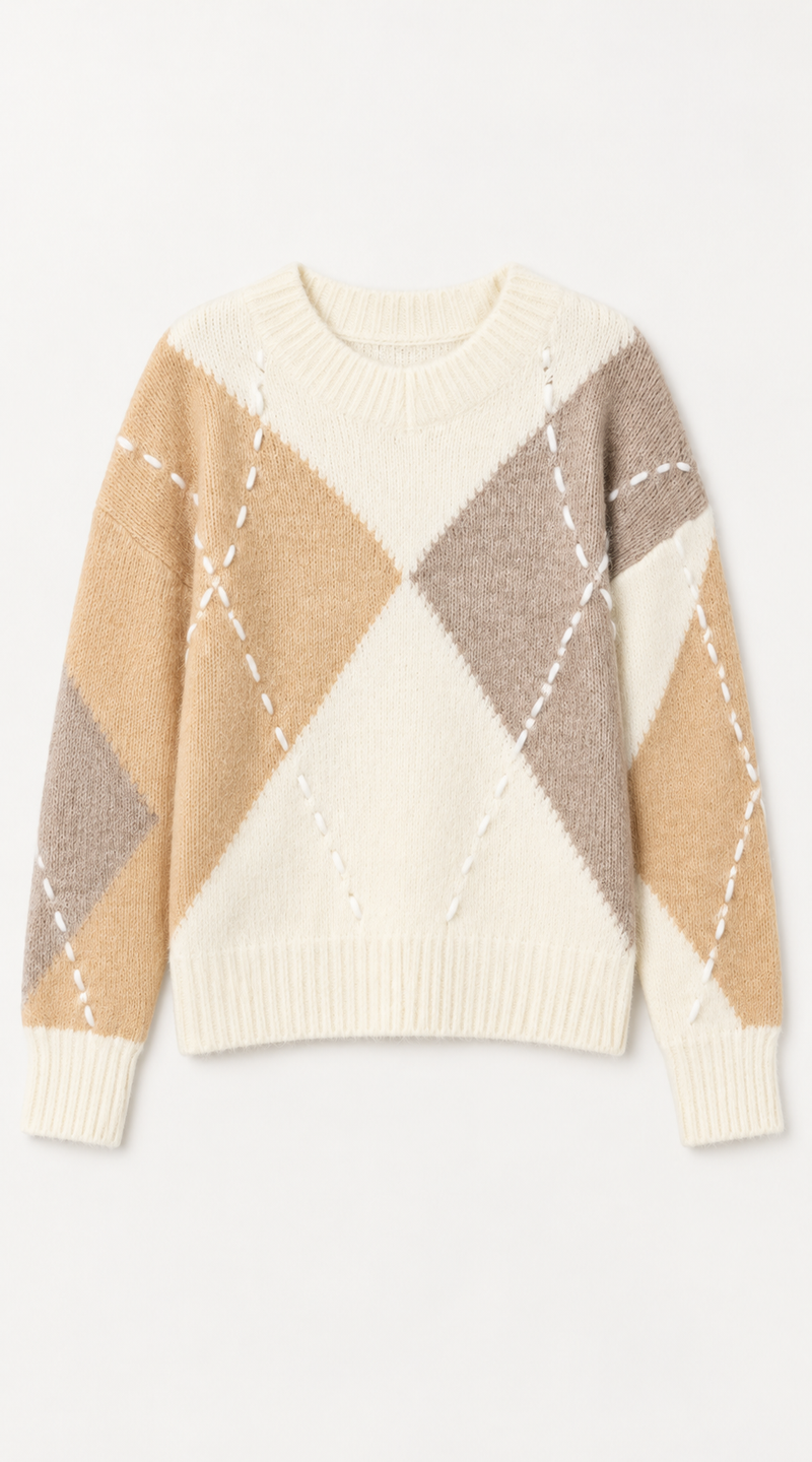 Kimberley Pattern Jumper (Beige/Ivory)