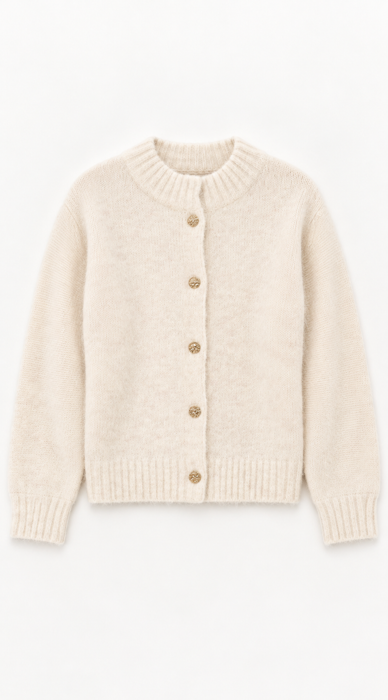 Essential Gold Button Knit Cardigan