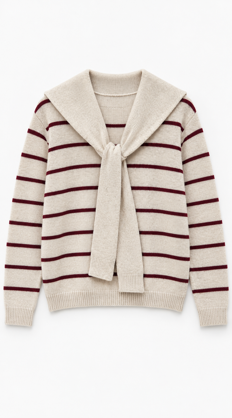 Stripe Tie Front Knit Cardigan