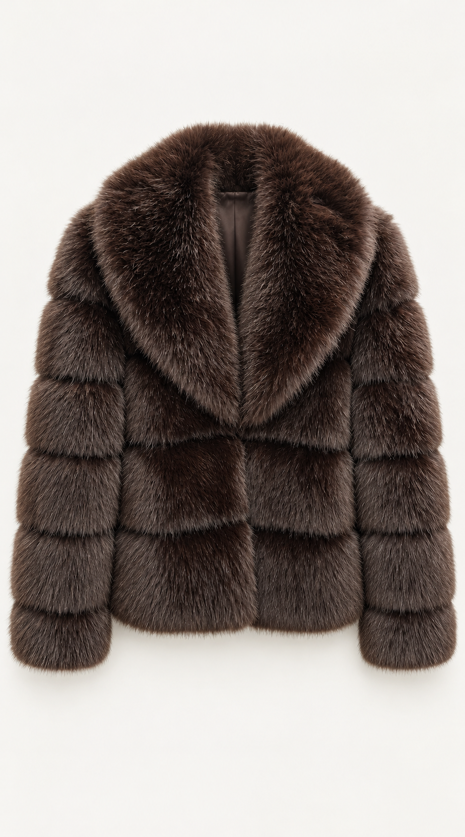 Faux Fur Collar Cropped Jacket - Brown