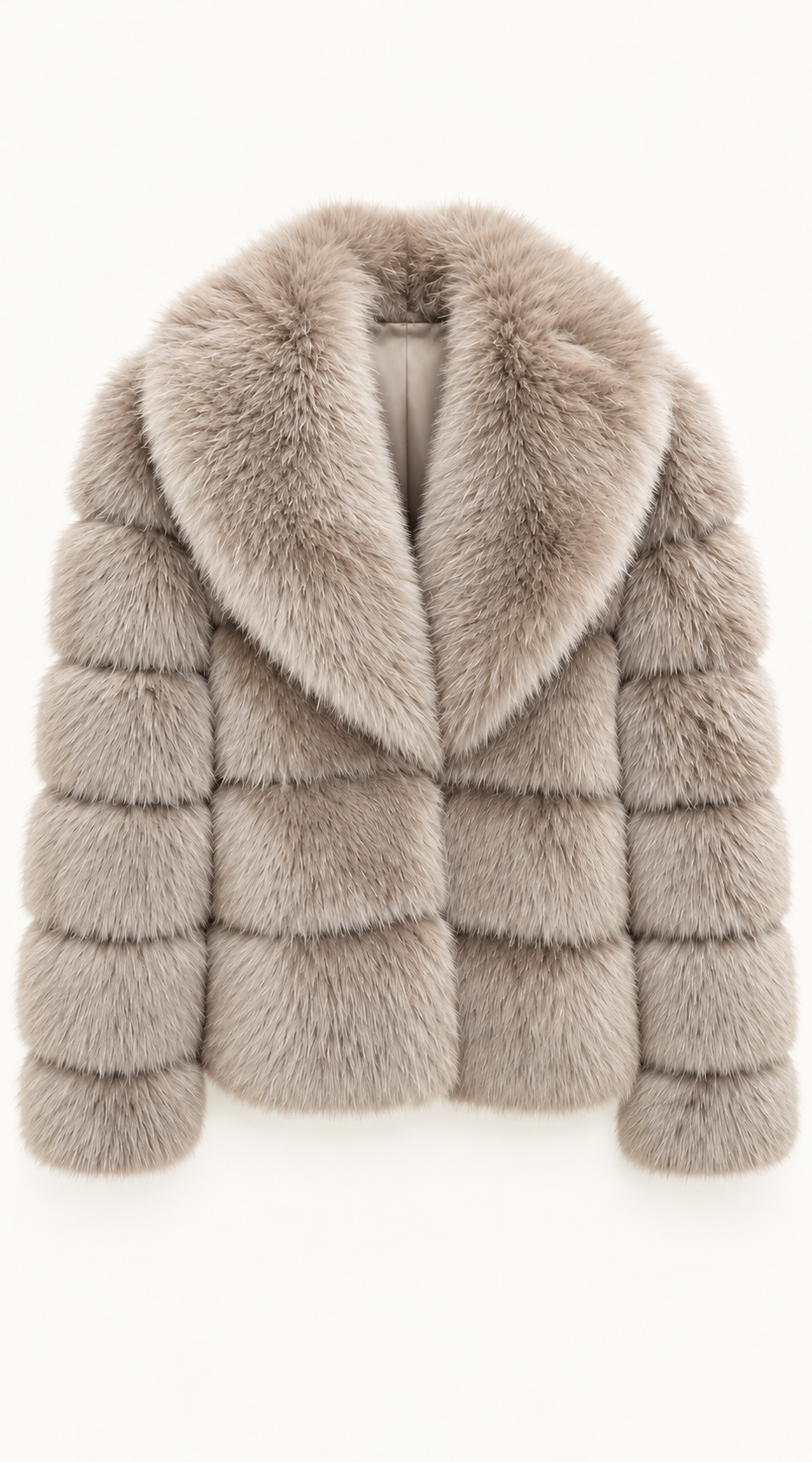 Faux Fur Collar Cropped Jacket - Beige