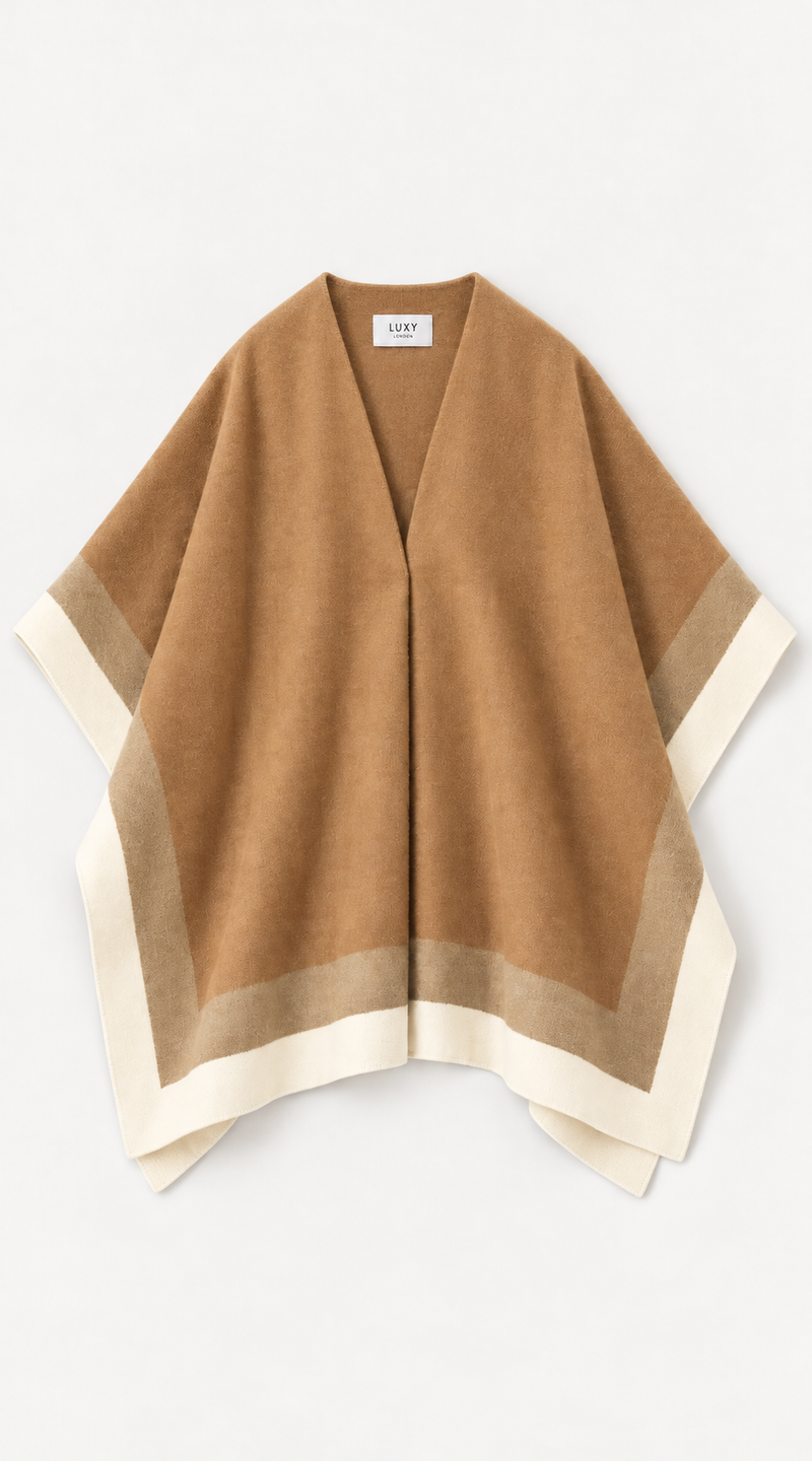 The Luxy Cape – Camel & Ivory
