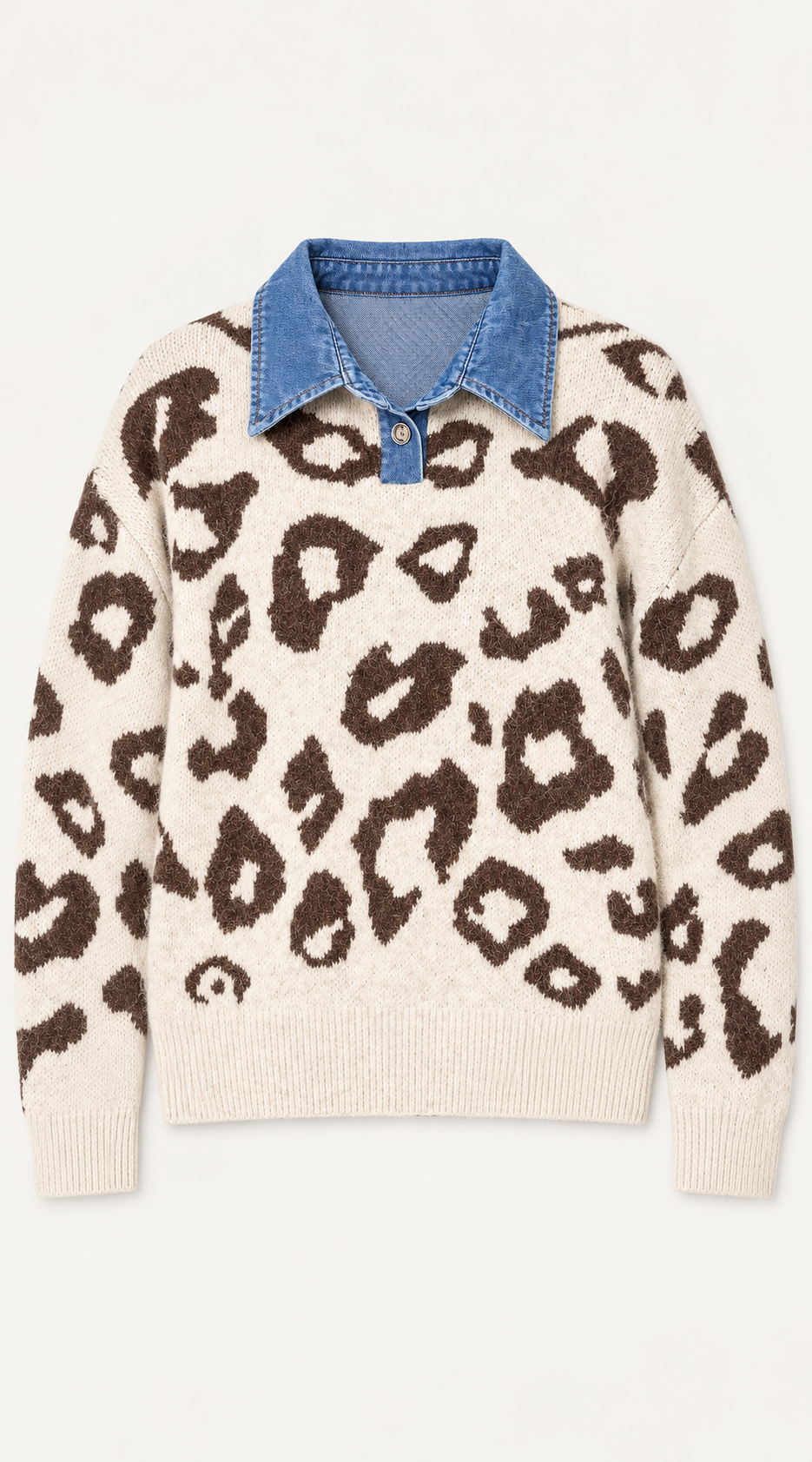 Animal Knit Polo Jumper - Navy/Denim