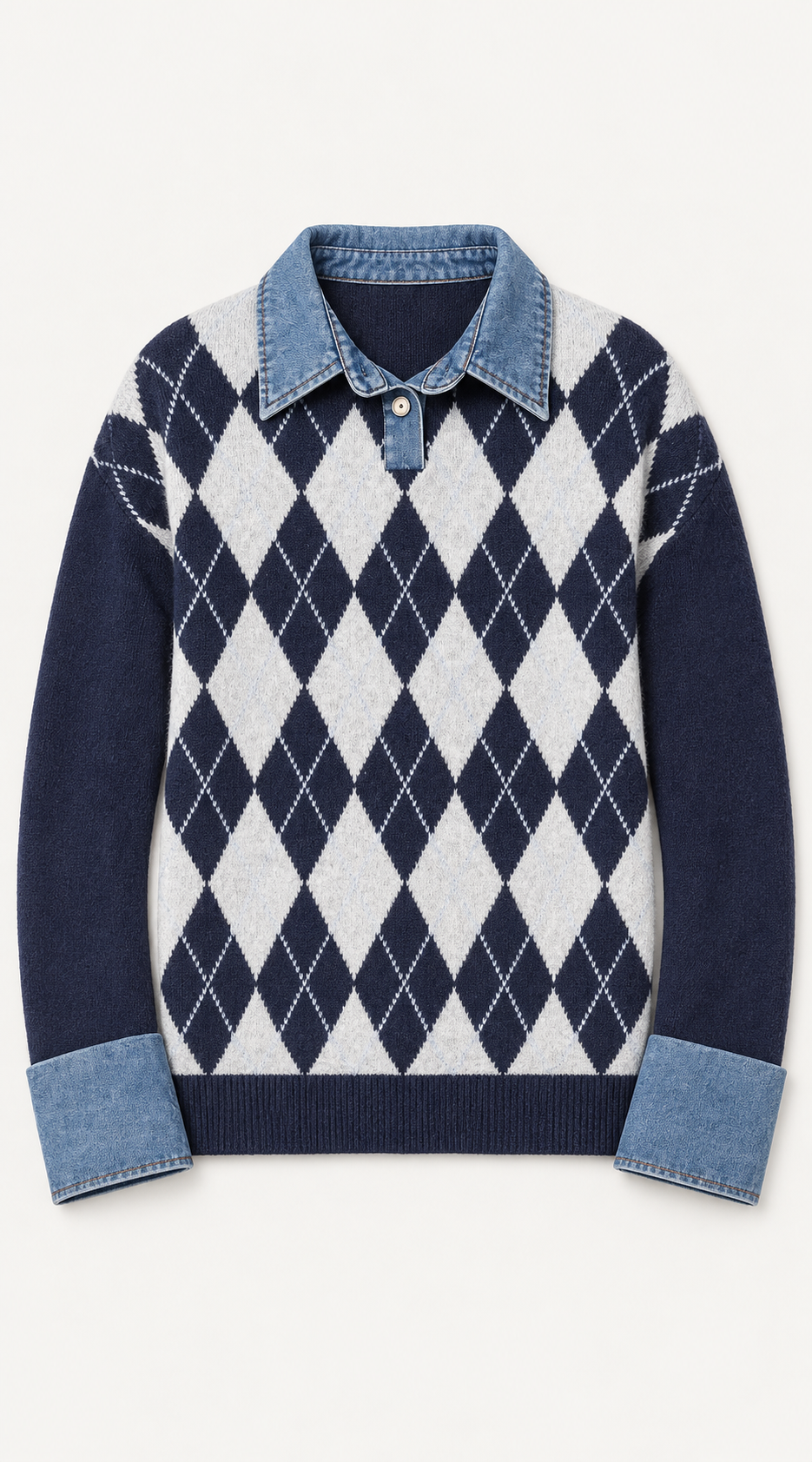 Argyle Denim Trim  Jumper