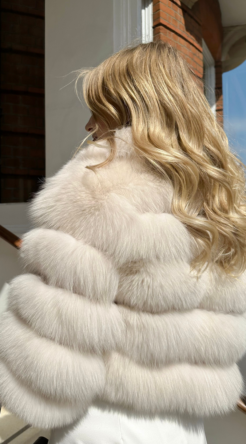 Fox fur bubble sales coat