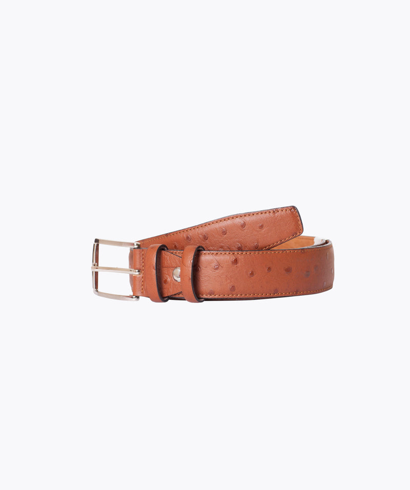 Luxy Ostrich Leather Belt - Tan