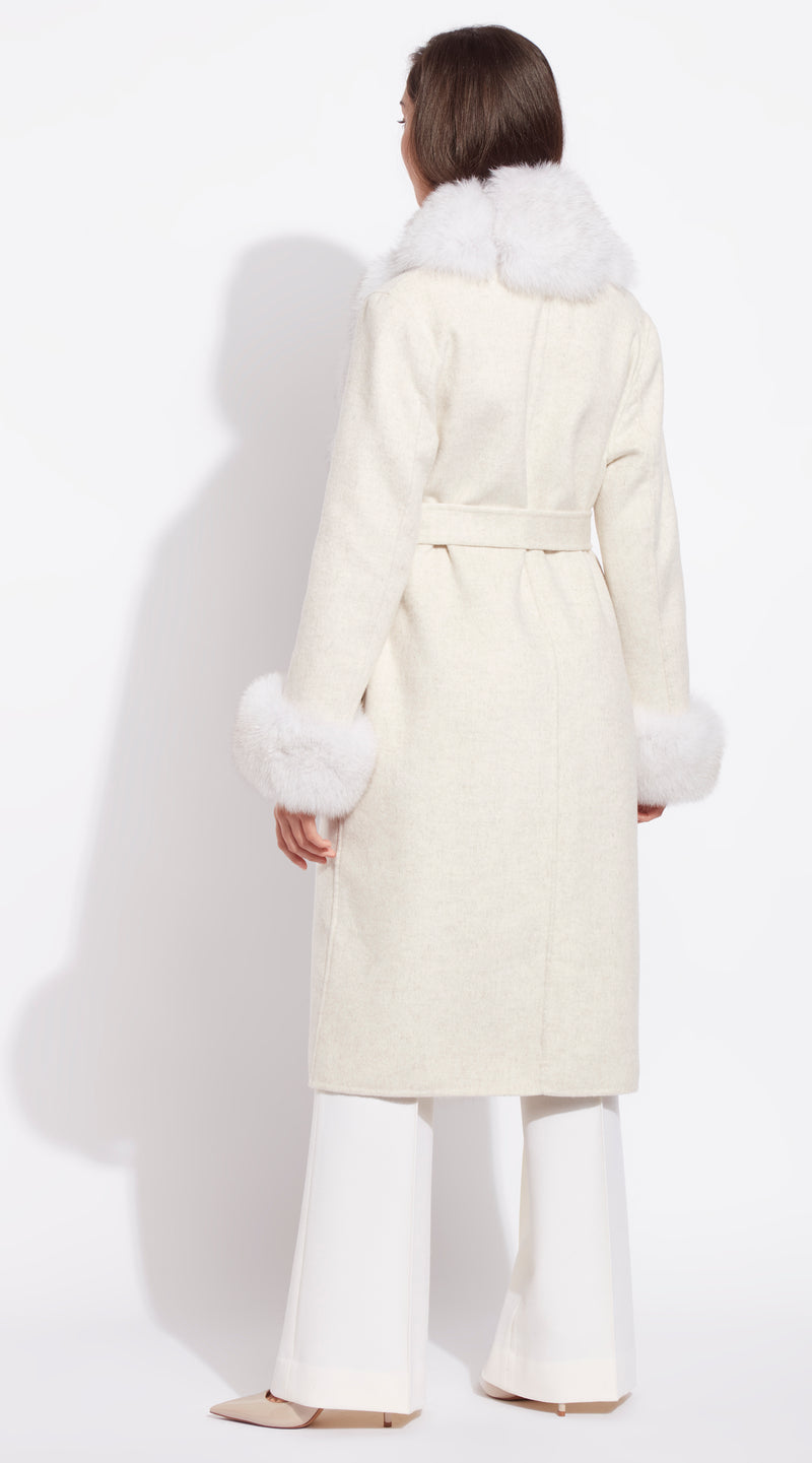 Cashmere & Fur Classic Coat - Crema