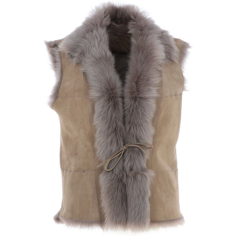 Toscana Reversible Lambskin Gilet Taupe