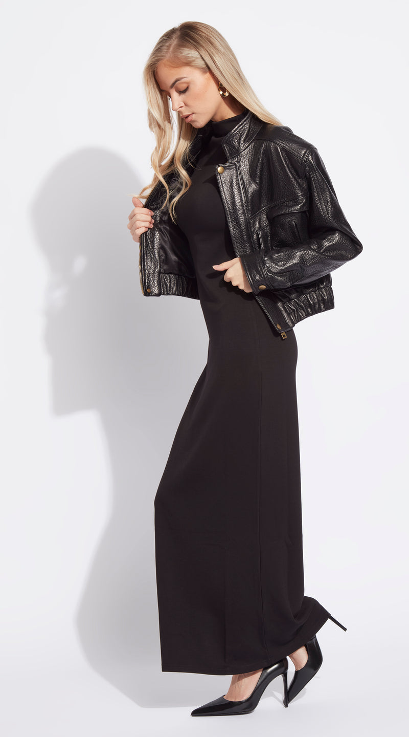 Luxy Grained Leather Jacket - Black