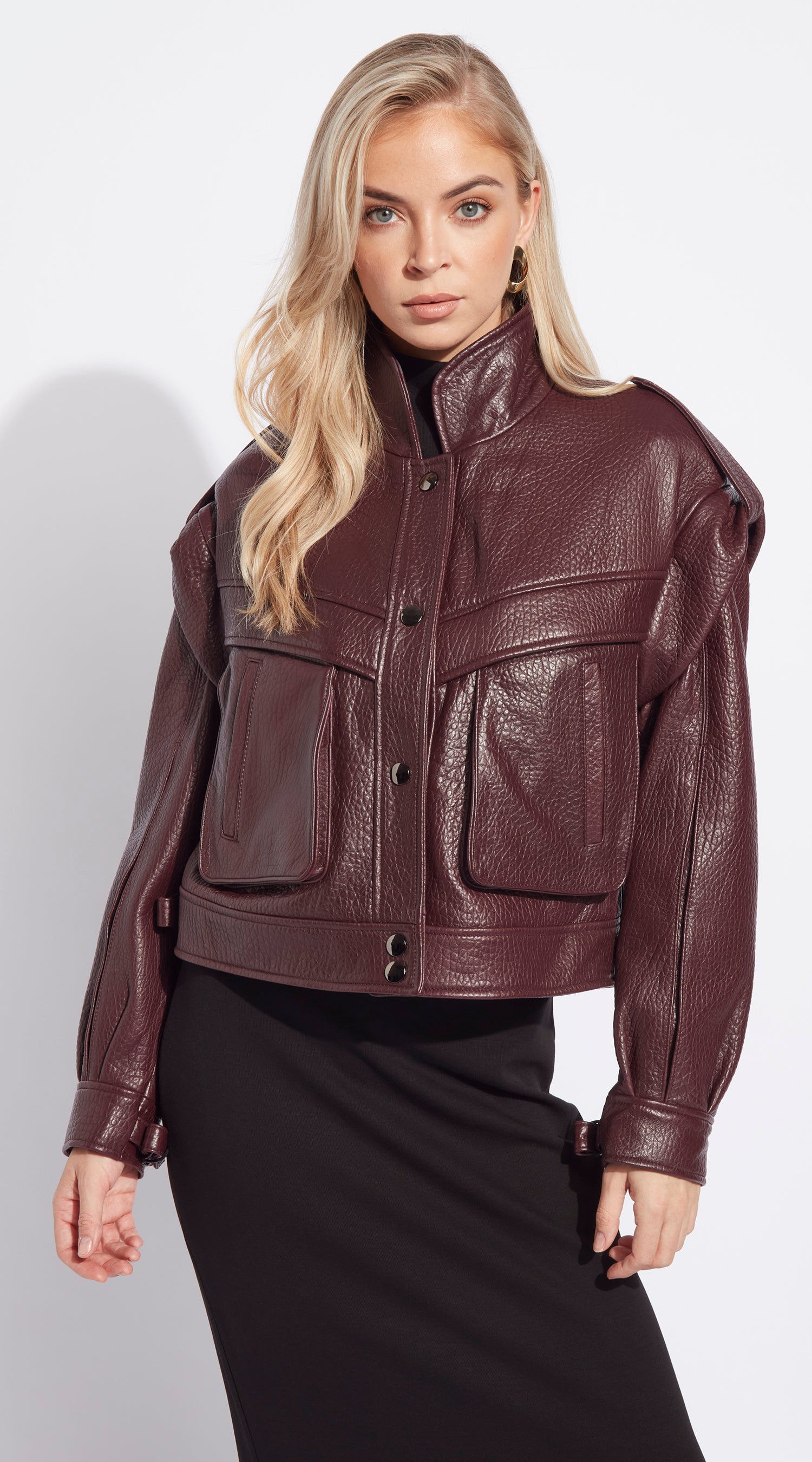 Luxy 2 in 1 Grained Leather Vest /Jacket - Burgundy