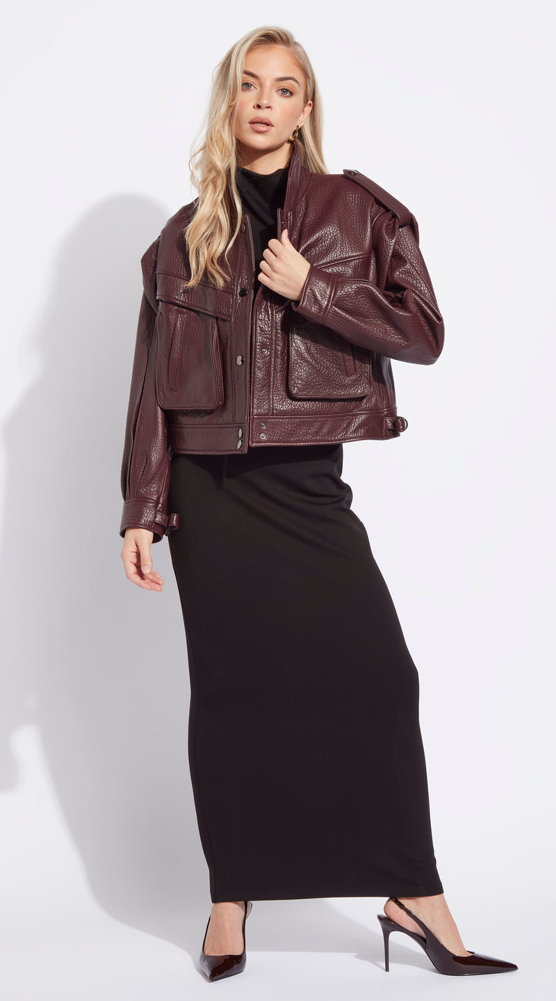 Luxy 2 in 1 Grained Leather Vest /Jacket - Burgundy