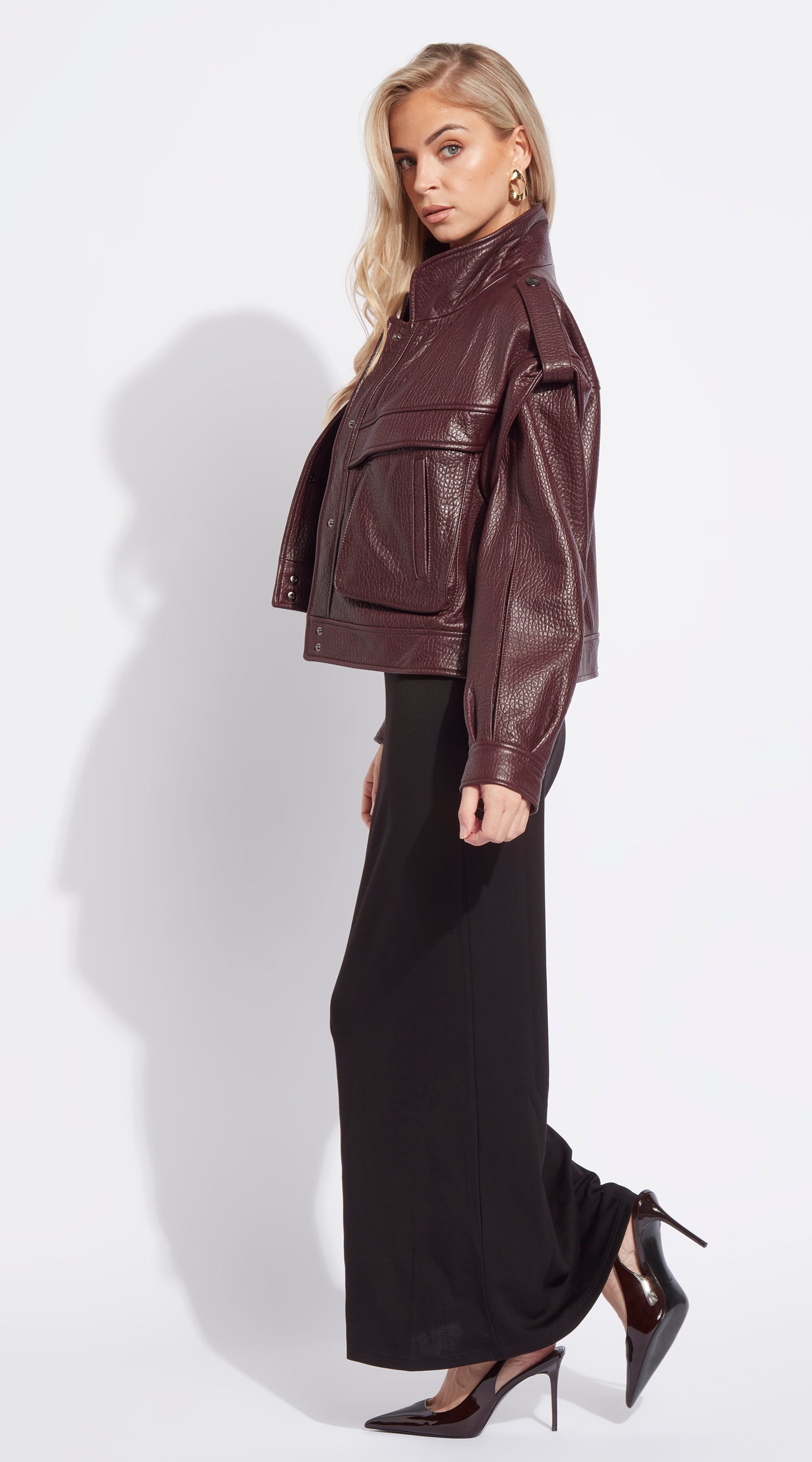 Luxy 2 in 1 Grained Leather Vest /Jacket - Burgundy