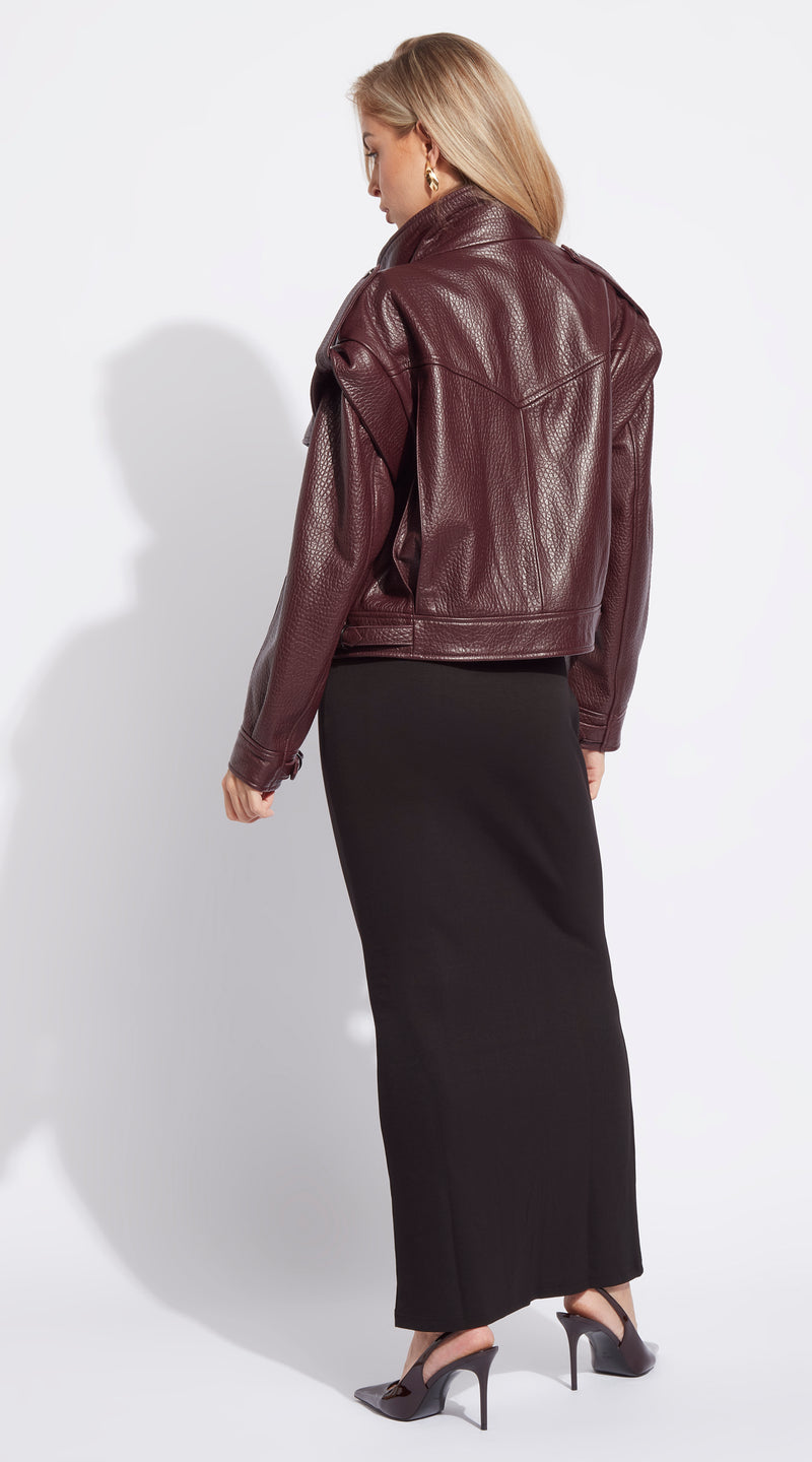 Luxy 2 in 1 Grained Leather Vest /Jacket - Burgundy