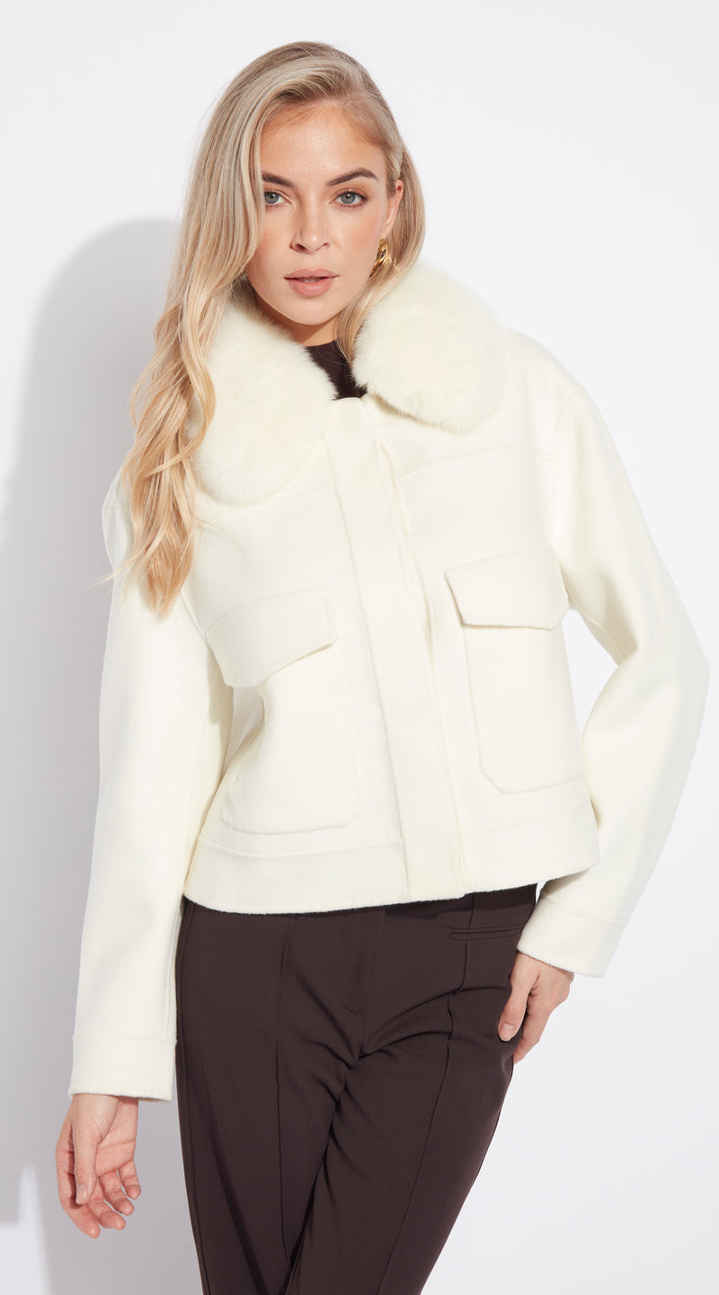 The London Cashmere & Fox Fur Jacket - Crema