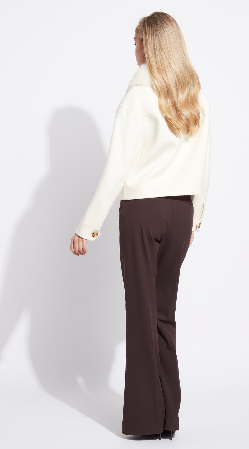 The London Cashmere & Fox Fur Jacket - Crema