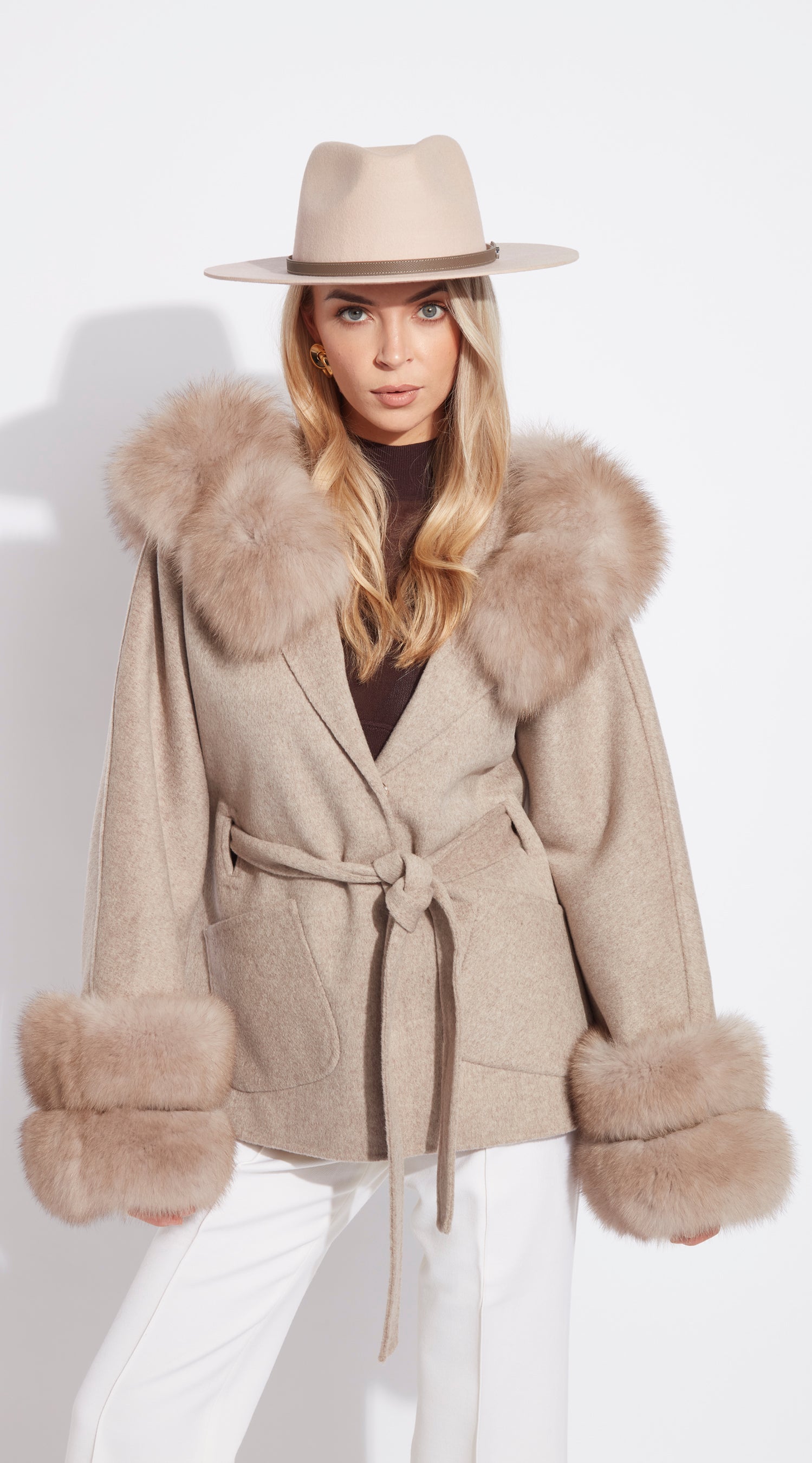 Luxy Wool Fedora Hat - Beige/Taupe