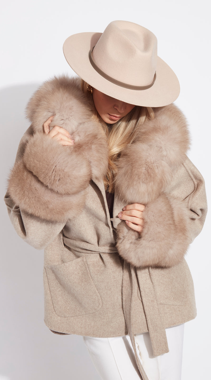 Luxy Wool Fedora Hat - Beige/Taupe