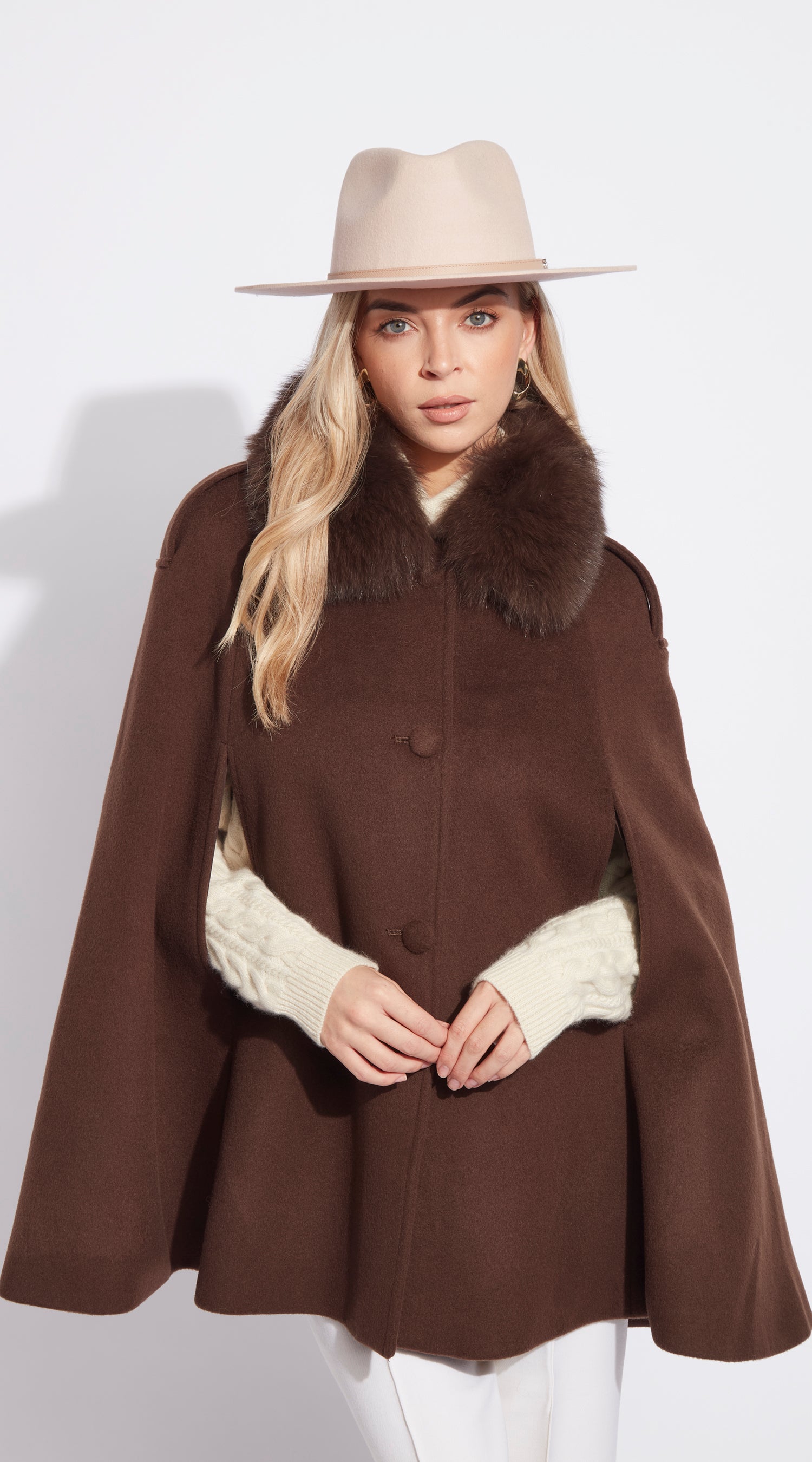 Luxy Wool Fedora Hat - Beige/Beige