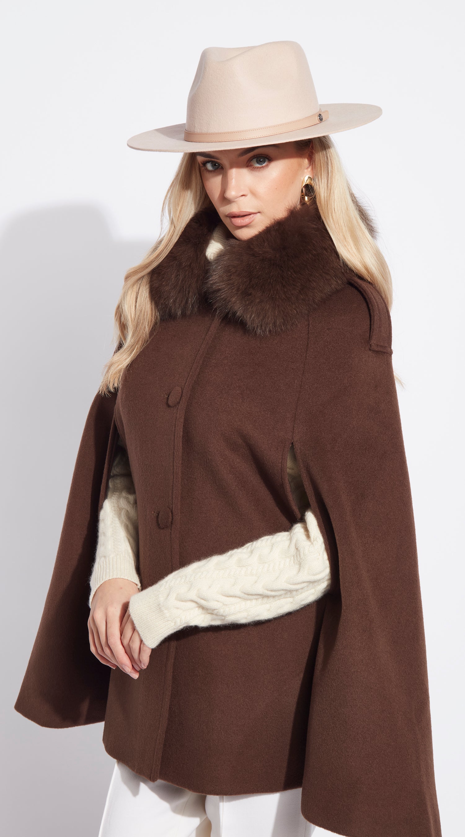 Luxy Wool Fedora Hat - Beige/Beige