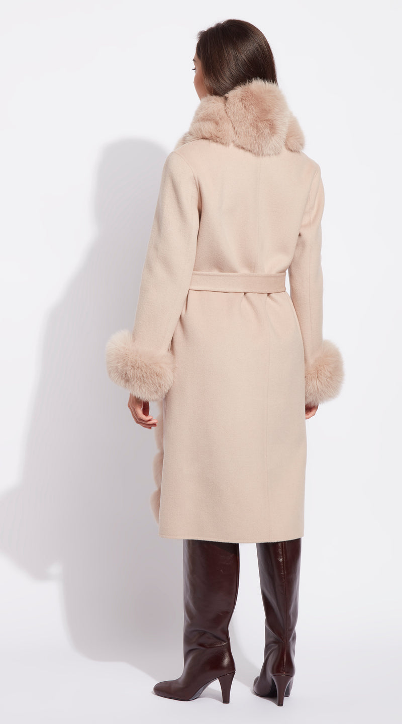 Cashmere & Fur Classic Coat - Beige