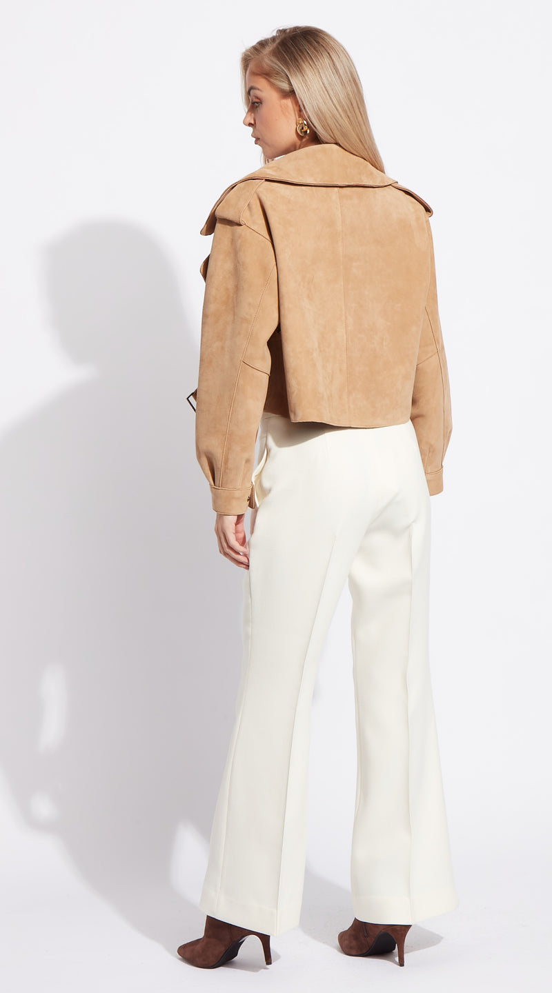 Luxy Oversized Suede Jacket - Light Beige