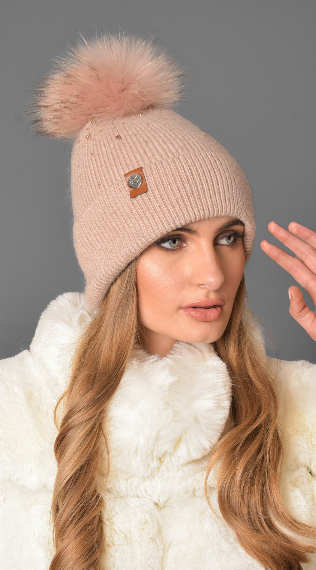 Elvie Pom Pom Hat - Blush