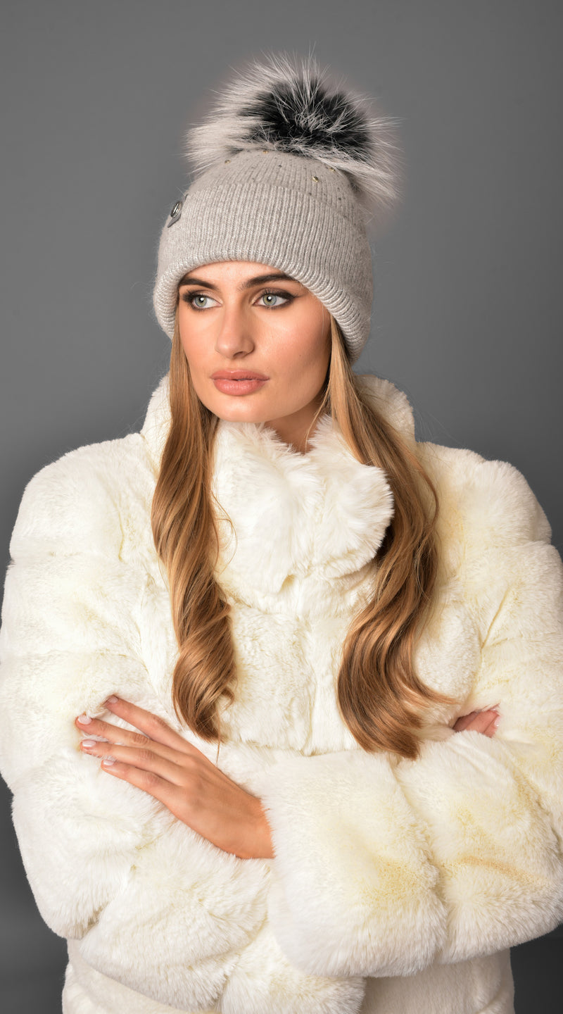 Elvie Pom Pom Hat - Grey