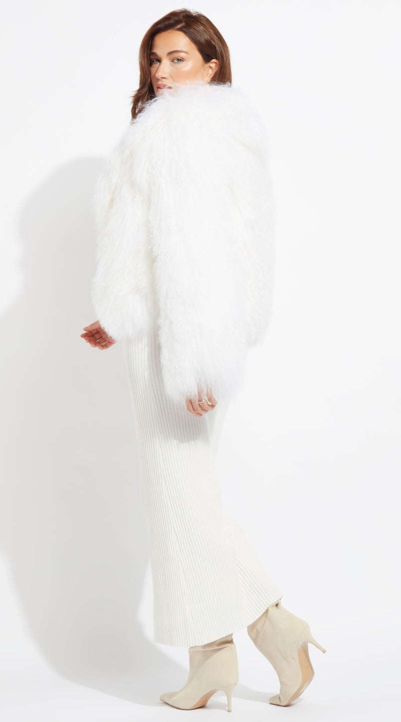 Mongolian Cropped Coat - White