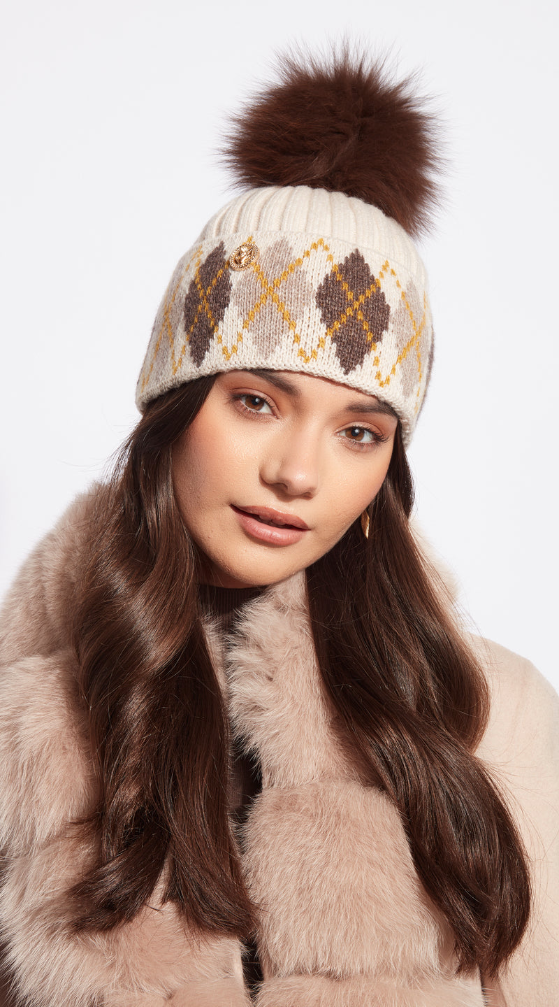 Hailey Pom Pom Hat - Beige
