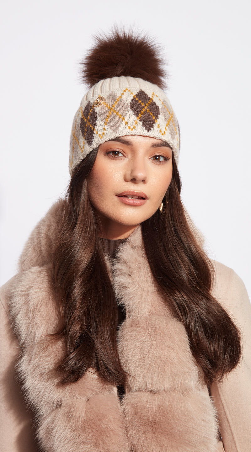 Hailey Pom Pom Hat - Beige