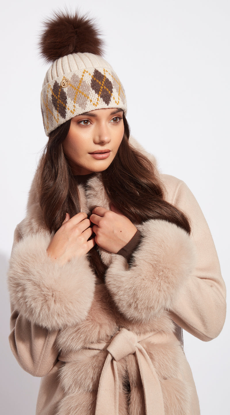 Hailey Pom Pom Hat - Beige