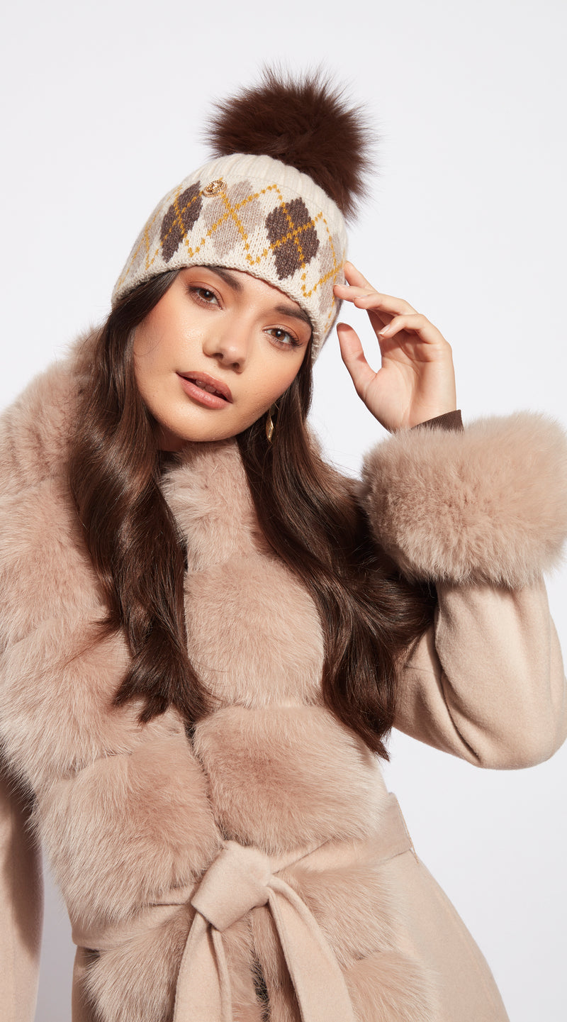 Hailey Pom Pom Hat - Beige