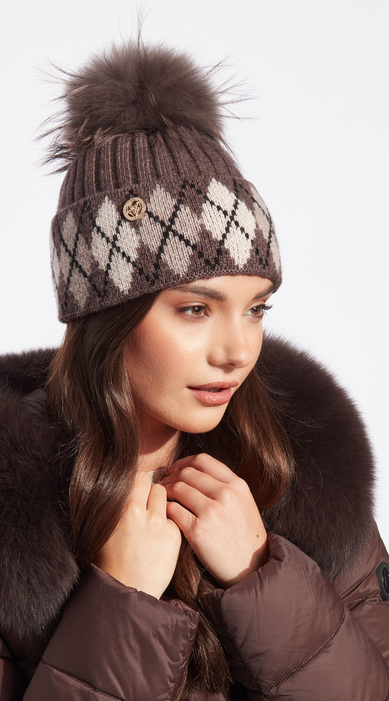 Hailey Pom Pom Hat - Brown